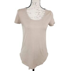 Chaser Ladies Beige Soft Ribbed Top with Lace up Back - Size Medium